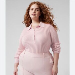 Athleta Sweet Bay Henley Sweater in Orchid Pink 1X